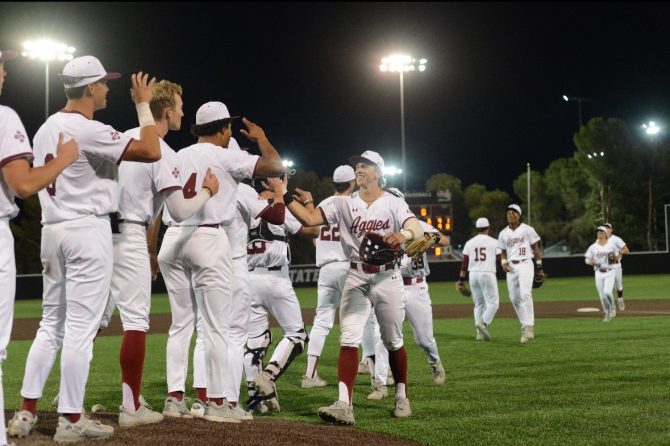 NMSU baseball after win over UNM